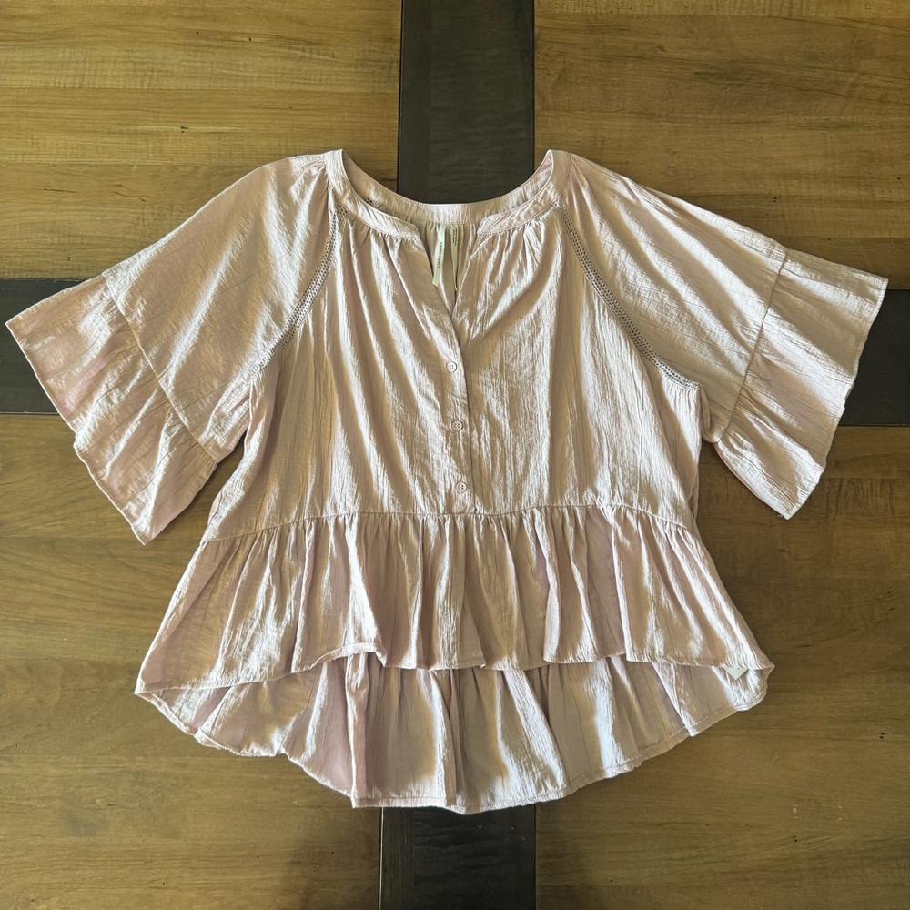 By Anthropologie Short-Sleeve Peplum Swing Top